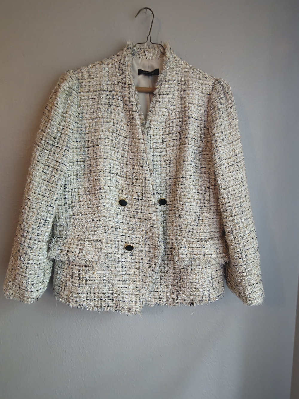 Ann Taylor Ivory Multi Bouclé Tweed Blazer